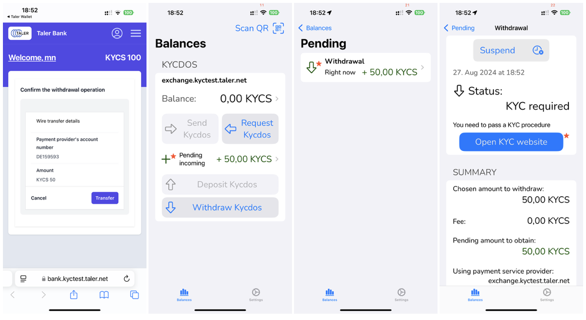 iOS screenshots to see KYC pending